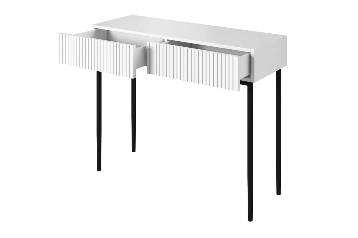 Toaletný stolík Nicole so zrkadlom 60 cm - biely mat / čierne nohy Toaletný stolík Nicole z zrkadlom 60 cm - biely mat / čierny nozki