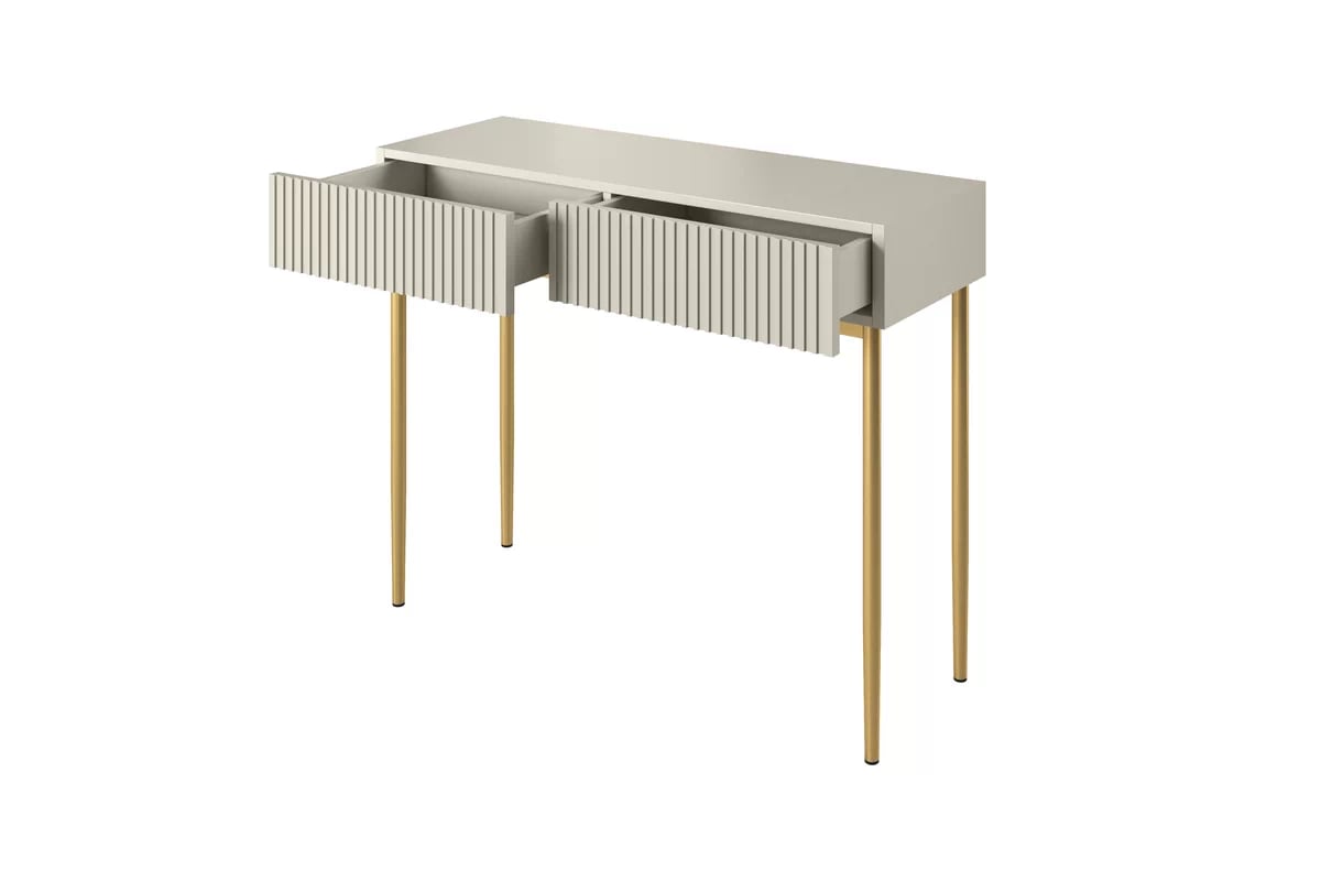 Toaletní stolek Nicole se zrcadlem 80 cm - kašmír / zlaté nohy Toaletní stolek Nicole z zrcadlem 80 cm - kašmír / zlote nozki