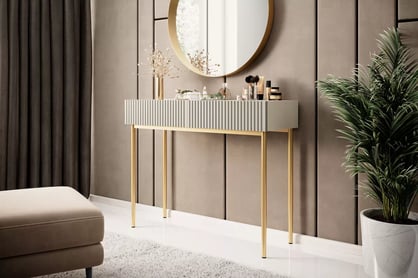 Toaletný stolík Nicole so zrkadlom 80 cm - kašmír / zlaté nohy