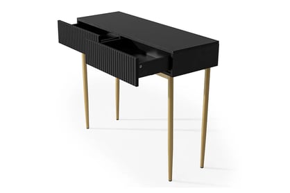 Toaletní stolek Nicole se zrcadlem 60 cm - černý mat / zlaté nohy Toaletní stolek Nicole z zrcadlem 60 cm - černá mat / zlote nozki