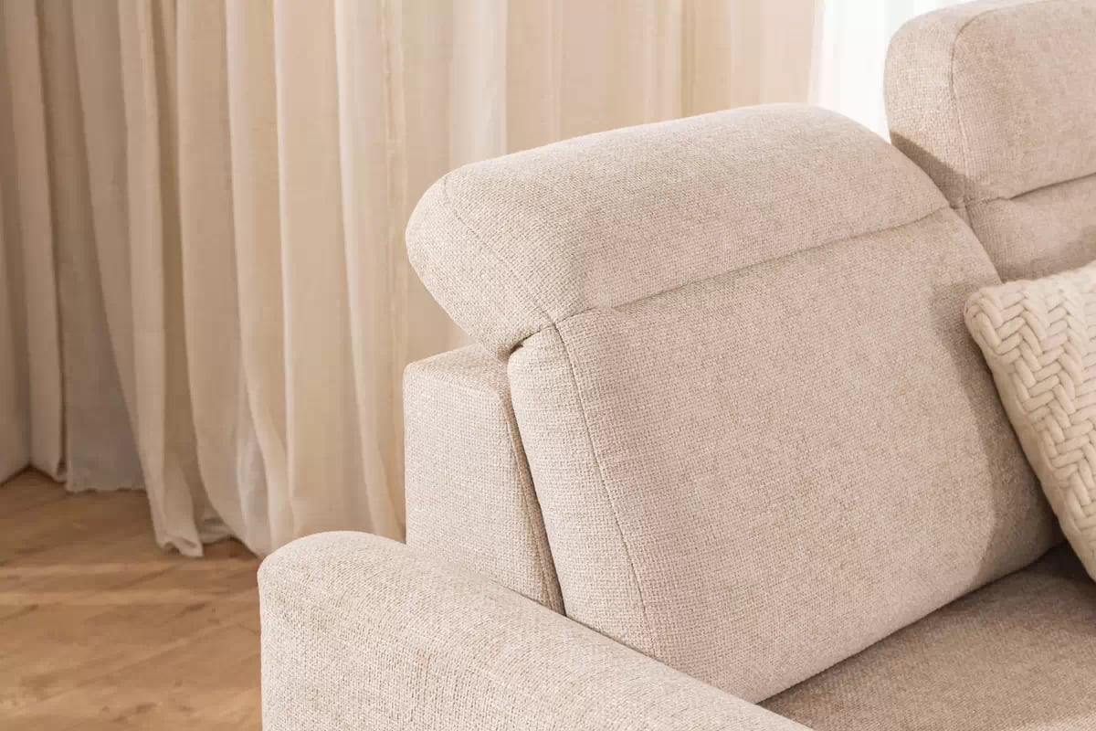 Rohová pohovka Magnis L s rozkladem pravostranná - béžová tkanina Magni 206.03  Rohová sedací souprava Magnis L rozkládací pravá - béžová plecionka Magni 206.03 - Omezená nabídka z expozice  