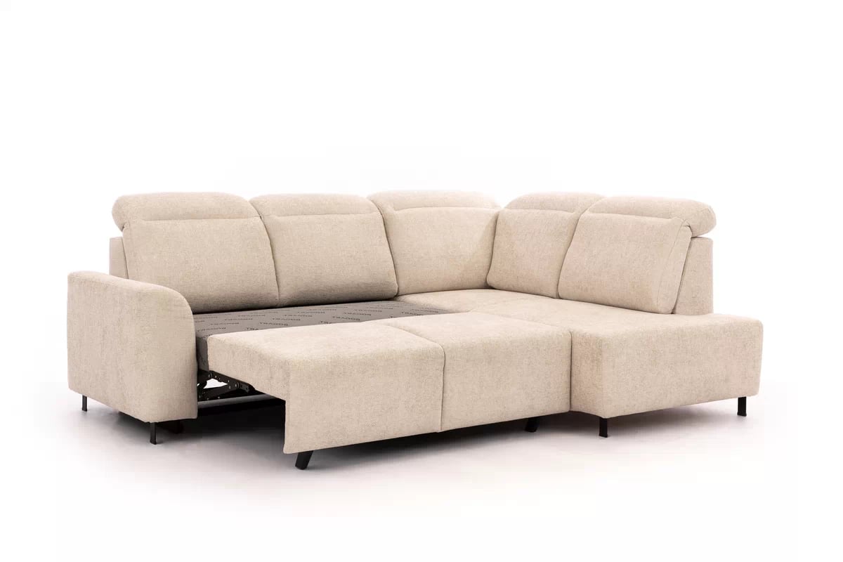 Rohová pohovka Magnis L s rozkladem pravostranná - béžová tkanina Magni 206.03  Rohová sedací souprava Magnis L rozkládací pravá - béžová plecionka Magni 206.03 - Omezená nabídka z expozice  