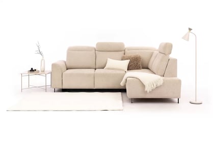 Rohová pohovka Magnis L s rozkladem pravostranná - béžová tkanina Magni 206.03  Rohová sedací souprava Magnis L rozkládací pravá - béžová plecionka Magni 206.03 - Omezená nabídka z expozice  