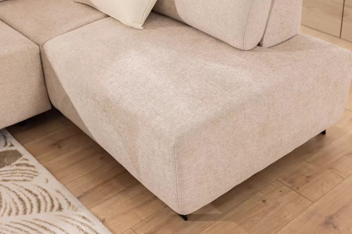 Rohová pohovka Magnis L s rozkladem pravostranná - béžová tkanina Magni 206.03  Rohová sedací souprava Magnis L rozkládací pravá - béžová plecionka Magni 206.03 - Omezená nabídka z expozice  