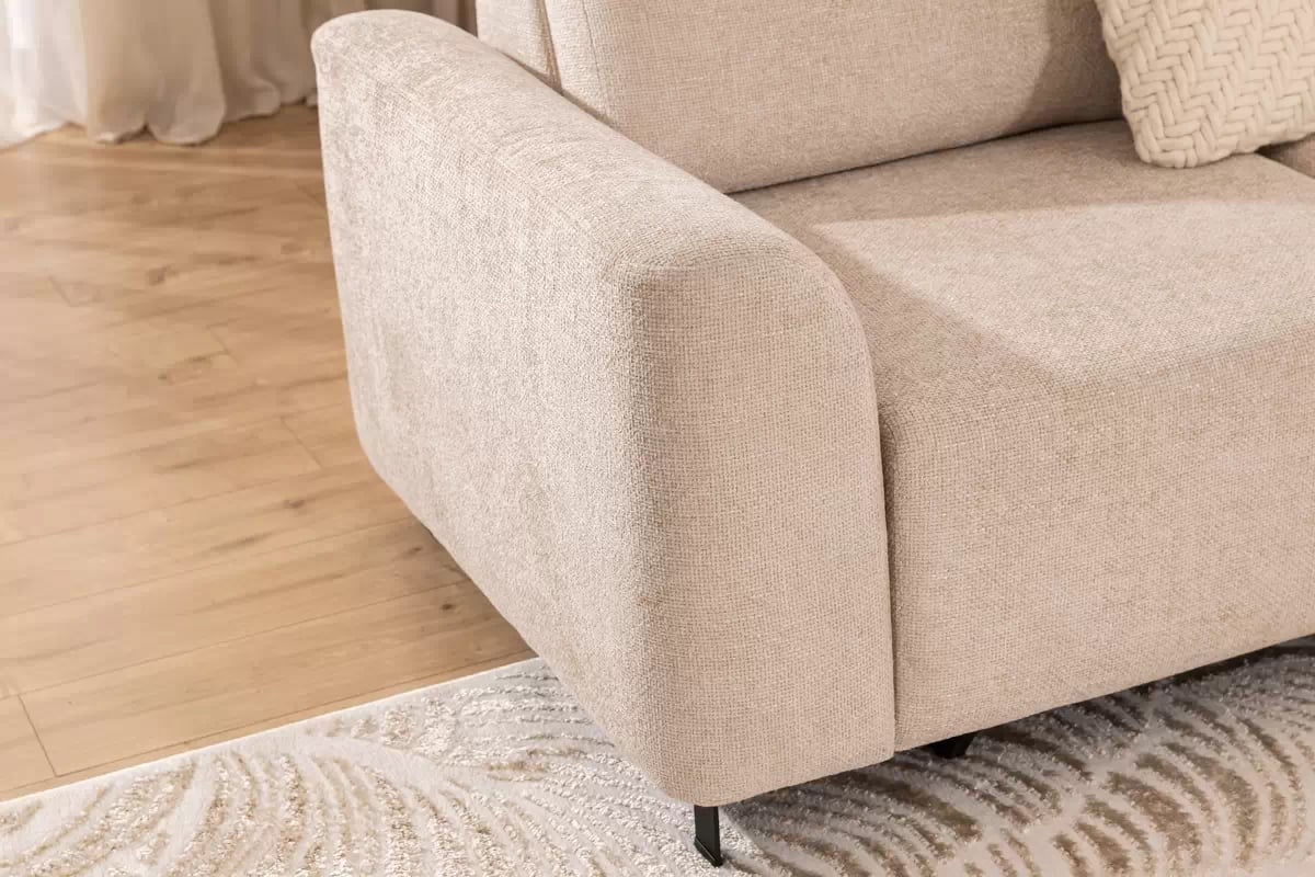 Rohová pohovka Magnis L s rozkladem pravostranná - béžová tkanina Magni 206.03  Rohová sedací souprava Magnis L rozkládací pravá - béžová plecionka Magni 206.03 - Omezená nabídka z expozice  