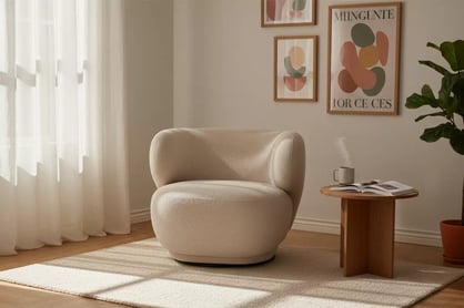 Relaxační křeslo Skindi otočné - béžová bouclé Catch Me 02 Křeslo čalouněná Skindi obrotowy - béžová boucle Catch Me 02