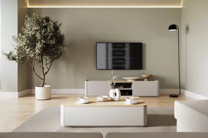 Kávový stolík Elivo 100 cm so zásuvkami - kašmír / olejovaný dub Stolík kawowy Elivo 100 cm so zásuvkami - kašmír / Dub olejowany - Limitovaná ponuka expozície