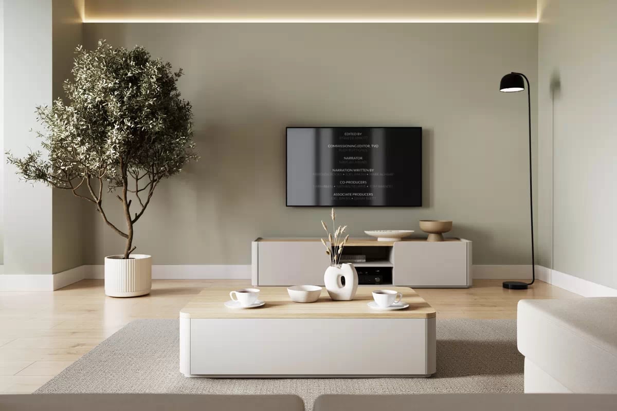 Kávový stolík Elivo 100 cm so zásuvkami - kašmír / olejovaný dub Stolík kawowy Elivo 100 cm so zásuvkami - kašmír / Dub olejowany - Limitovaná ponuka expozície