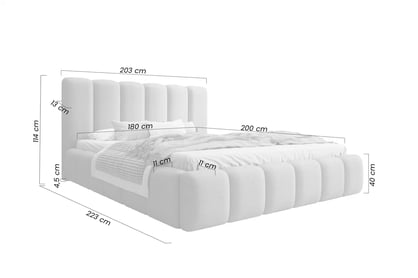 Čalúnená posteľ Aura 180x200 s úložným priestorom - béžová buklé Quelle 03  Posteľ čalúnená Aura 180x200 S vnútorným úložným priestorom- Béžová bukla Quelle 03 