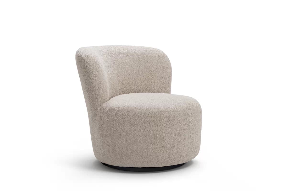 Relaxační otočné křeslo Hygga - béžová bouclé Catch Me 02 Křeslo čalouněná Hygga obrotowy - béžová boucle Catch Me 02