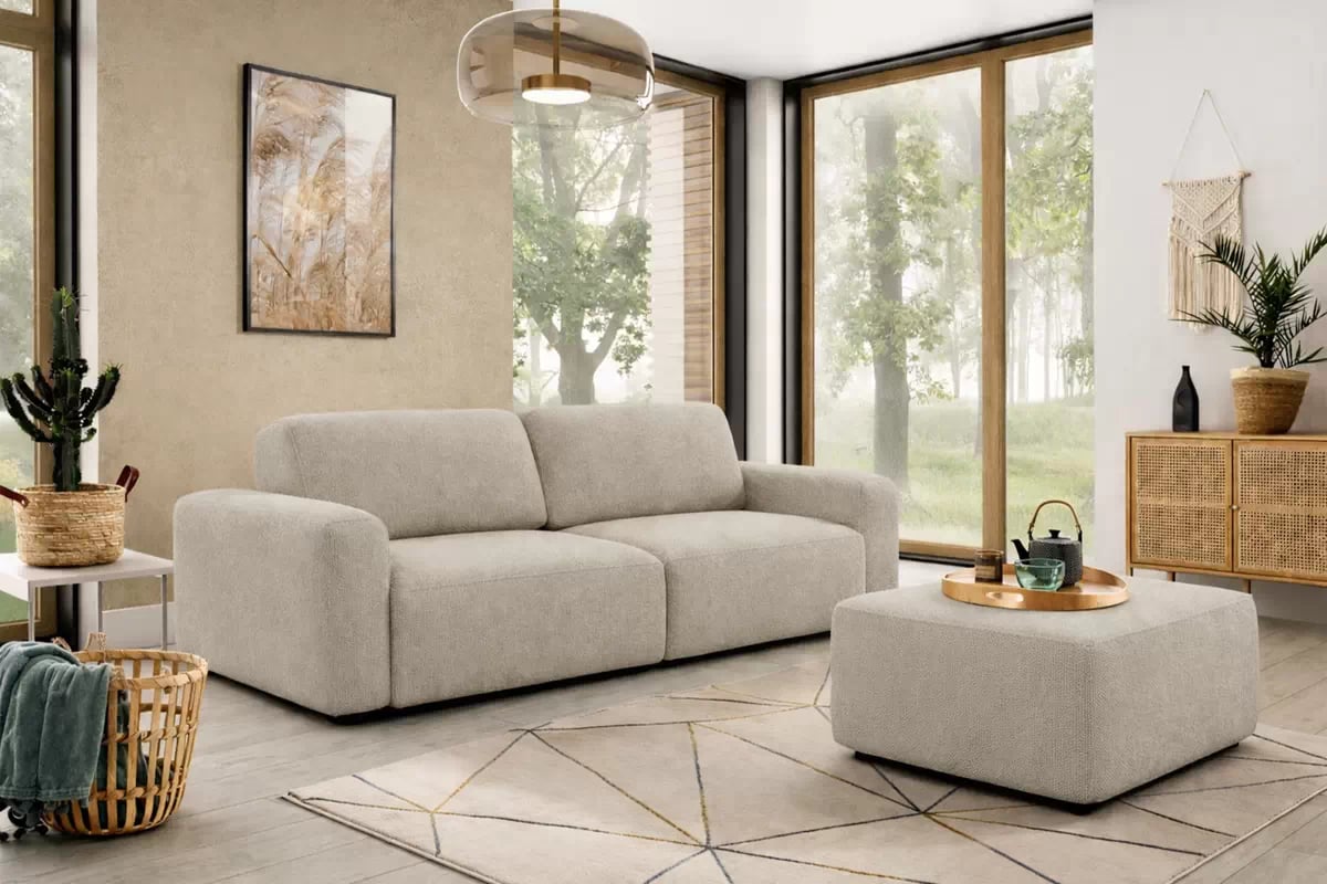 Pohovka Velamo s funkciou spania - svetlý béžový šenil Vibe 06 Pohovka Velamo s funkciou spánku - Vibe 06