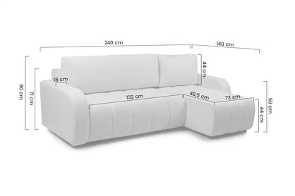 Rohová sedačka s funkciou spania Lapios ľavá - béžový velvet Vogue 2 Rohová sedacia súprava s funkciou spánku Lapios Ľavá strana - béžový velúr Vogue 2 Beige