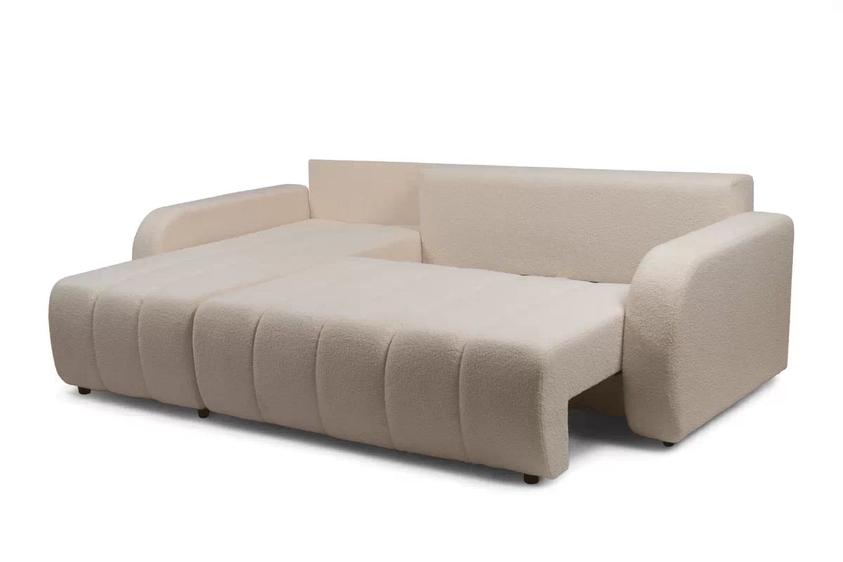 Rohová sedačka s funkciou spania Lapios ľavá - béžový velvet Vogue 2 Rohová sedacia súprava s funkciou spánku Lapios Ľavá strana - béžový velúr Vogue 2 Beige