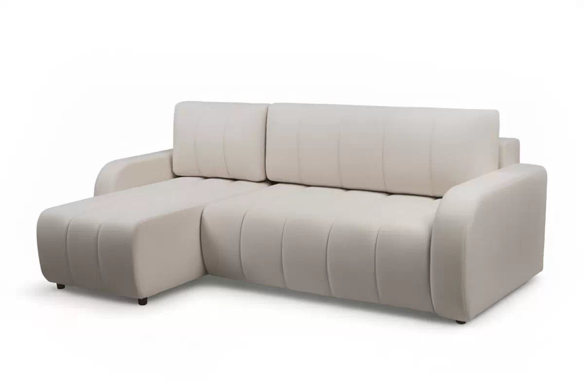 Rohová sedačka s funkciou spania Lapios ľavá - béžový velvet Vogue 2 Rohová sedacia súprava s funkciou spánku Lapios Ľavá strana - béžový velúr Vogue 2 Beige