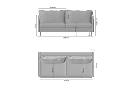 Pohovka s funkciou spania Taila - sivá tkanina Ado 1615 Dove / čierne nohy Pohovka s funkciou spánku Taila - Ado 1615