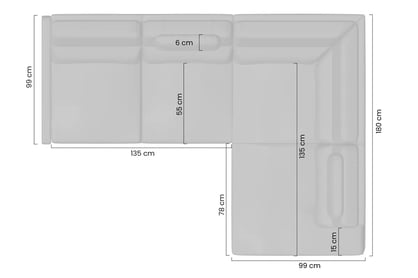 Rohová sedačka Loario L ľavá s úzkym bokom - tmavohnedý šenil Vibe 08 Rohová sedacia súprava Loario L Ľavá strana z waskim bokiem - Vibe 08