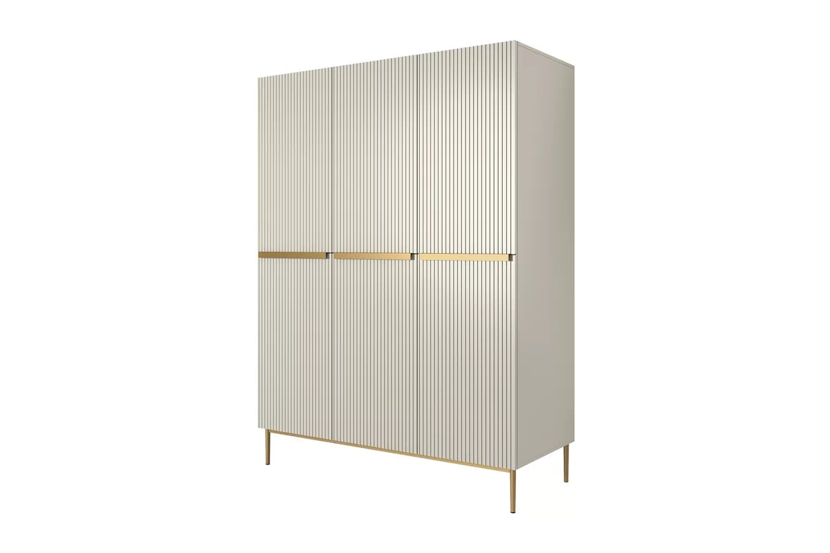 Skriňa Nicole 150 cm s policami a zásuvkami - kasmír / zlaté nožičky Skriňa Nicole 150 cm z policami i zásuvkami - kašmír / zlote nozki - Limitovaná ponuka expozície