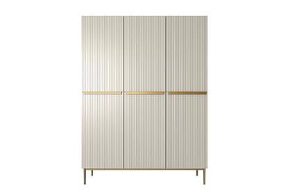 Skriňa Nicole 150 cm s policami a zásuvkami - kasmír / zlaté nožičky Skriňa Nicole 150 cm z policami i zásuvkami - kašmír / zlote nozki - Limitovaná ponuka expozície