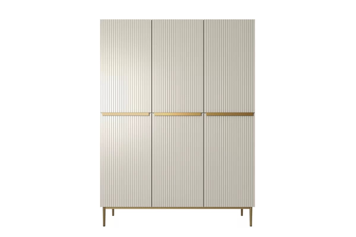 Skriňa Nicole 150 cm s policami a zásuvkami - kasmír / zlaté nožičky Skriňa Nicole 150 cm z policami i zásuvkami - kašmír / zlote nozki - Limitovaná ponuka expozície