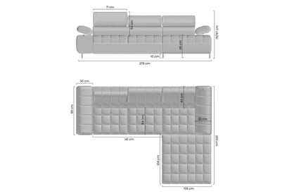 Rohová sedačka Tyrion L II s funkciou spania ľavá - sivý šenil Vibe 95 Rohová sedacia súprava Tyrion L II s funkciou spánku Ľavá strana - šedý šenil Vibe 95