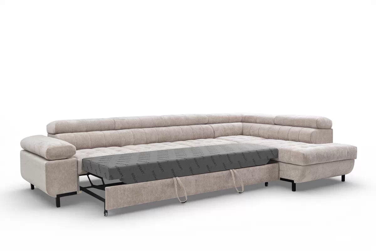 Rohová sedačka Tyrion Maxi s funkciou spania pravá - béžový šenil Vibe 08 Rohová sedacia súprava Tyrion Maxi s funkciou spánku - Vibe 08