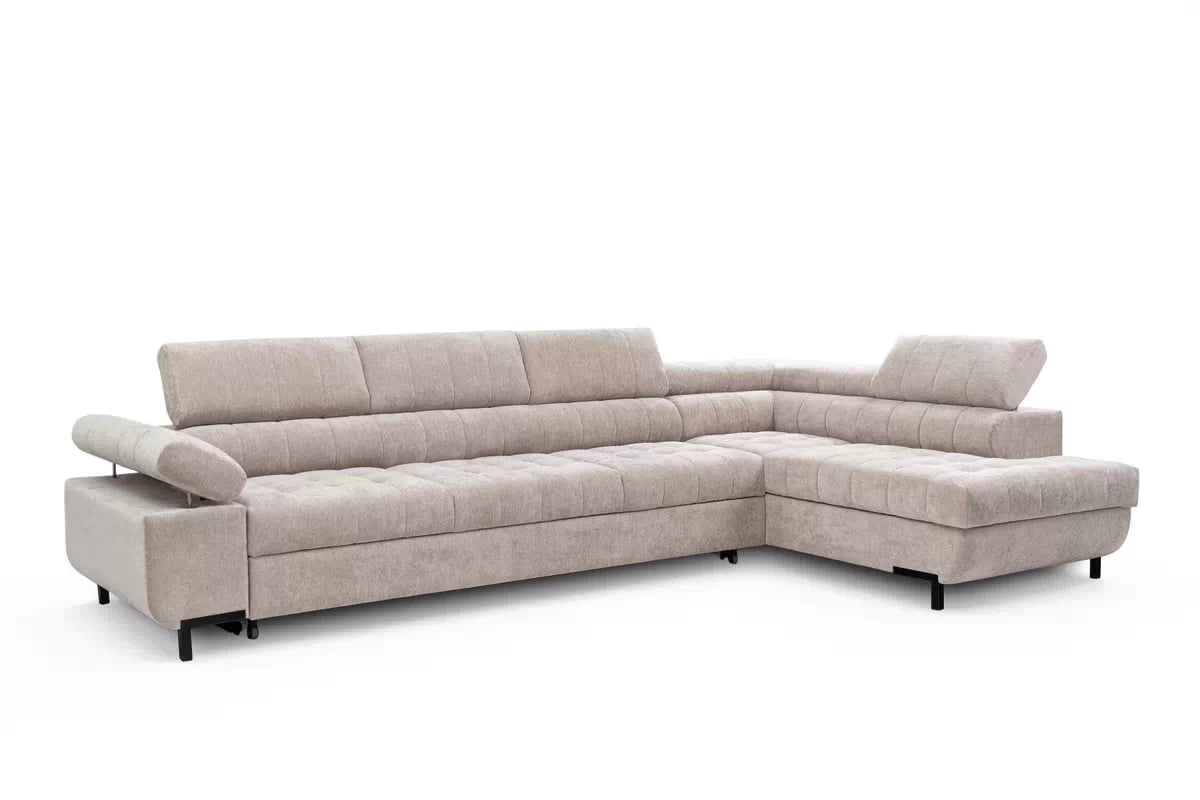 Rohová sedačka Tyrion Maxi s funkciou spania pravá - béžový šenil Vibe 08 Rohová sedacia súprava Tyrion Maxi s funkciou spánku - Vibe 08