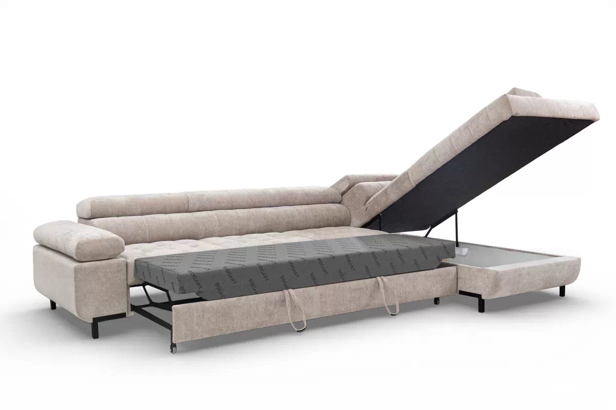 Rohová sedačka Tyrion Maxi s funkciou spania pravá - béžový šenil Vibe 08 Rohová sedacia súprava Tyrion Maxi s funkciou spánku - Vibe 08