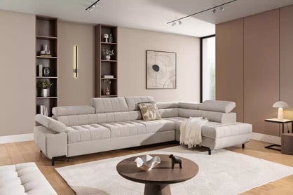 Rohová sedačka Tyrion Maxi s funkciou spania pravá - béžový šenil Vibe 08 Rohová sedacia súprava Tyrion Maxi s funkciou spánku - Vibe 08