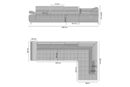 Rohová sedačka Tyrion Maxi s funkciou spania pravá - sivý šenil Vibe 95 Rohová sedacia súprava Tyrion Maxi s funkciou spánku pravá strana - šedý šenil Vibe 95