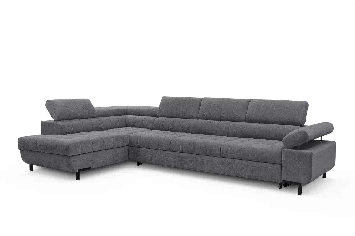 Rohová sedačka Tyrion Maxi s funkciou spania ľavá - sivý šenil Vibe 95 Rohová sedacia súprava Tyrion Maxi s funkciou spánku Ľavá strana - šedý šenil Vibe 95