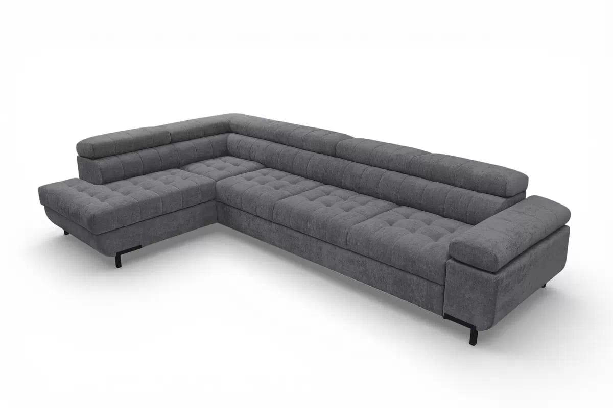 Rohová sedačka Tyrion Maxi s funkciou spania ľavá - sivý šenil Vibe 95 Rohová sedacia súprava Tyrion Maxi s funkciou spánku - Vibe 95