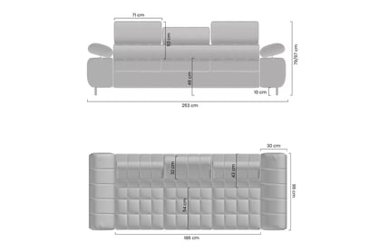 Trojsedák Tyrion s funkciou spania - hnedý šenil Vibe 21 Pohovka trojmiestna Tyrion s funkciou spánku - Vibe 21