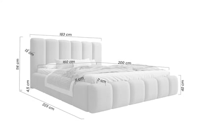 Čalúnená posteľ Aura 160x200 s úložným priestorom Čalúnená posteľ Aura 160x200 v svetlom prevedení s prešívaným čelom a úložným priestorom