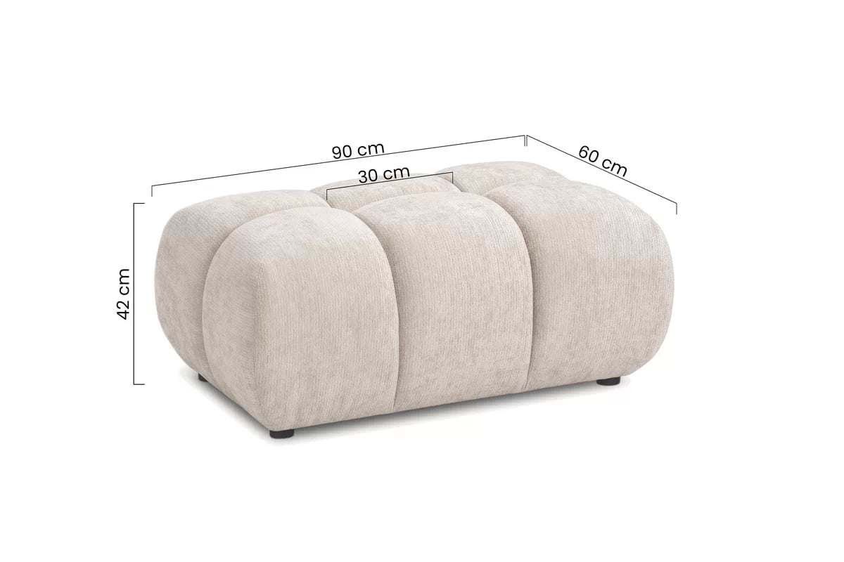 Čalouněný taburet Lutario Mini - světlý béžový šenil Vibe 06 Taburet čalouněná Lutario Mini - Vibe 06