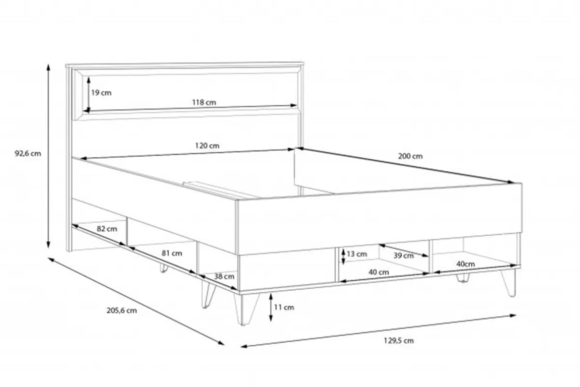 Detská posteľ Lya 130x200 - Dub mauvella / Dub cabezone Posteľ mlodziezowe Lya 130x200- Dub mauvella / Dub cabezone 