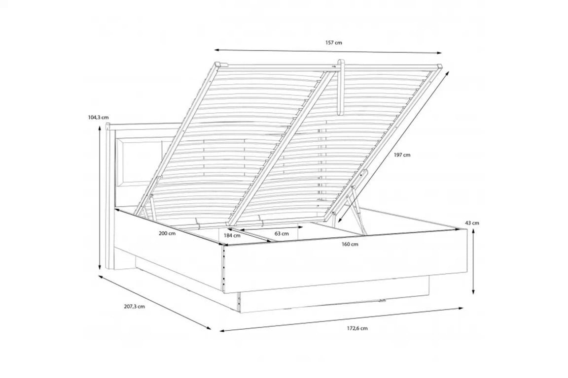 Postel Hayato 160x200 s úložným prostorem - alpský smrk postel do ložnice s úložným prostorem Hayato 160x200 - swierk alpejski 