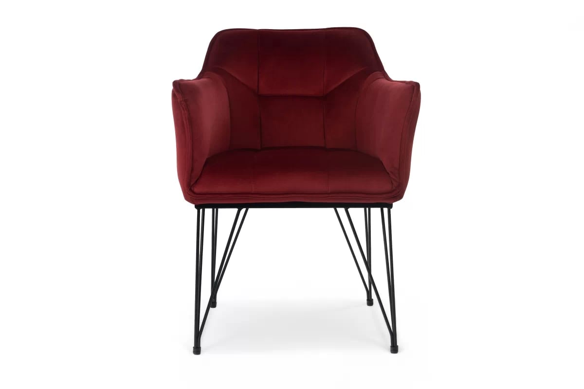 Stolička čalúnená Valencia Pik II s podrúčkami - červená látka / čierne nožičky - Koncovka Série Stolička čalouněné loft z podlokietnikami Valencia Pik II - Červený 