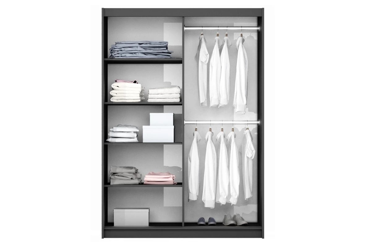 Šatní skříň Vigo 150 cm se zrcadlem - černá Skříň do předsíně 