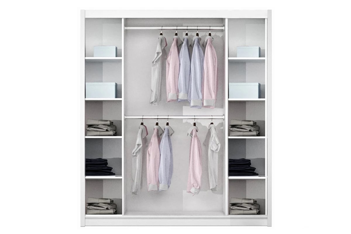 Skriňa so zrkadlom Rodos 200 Platinum Skriňa s vešiakovou tyčou 