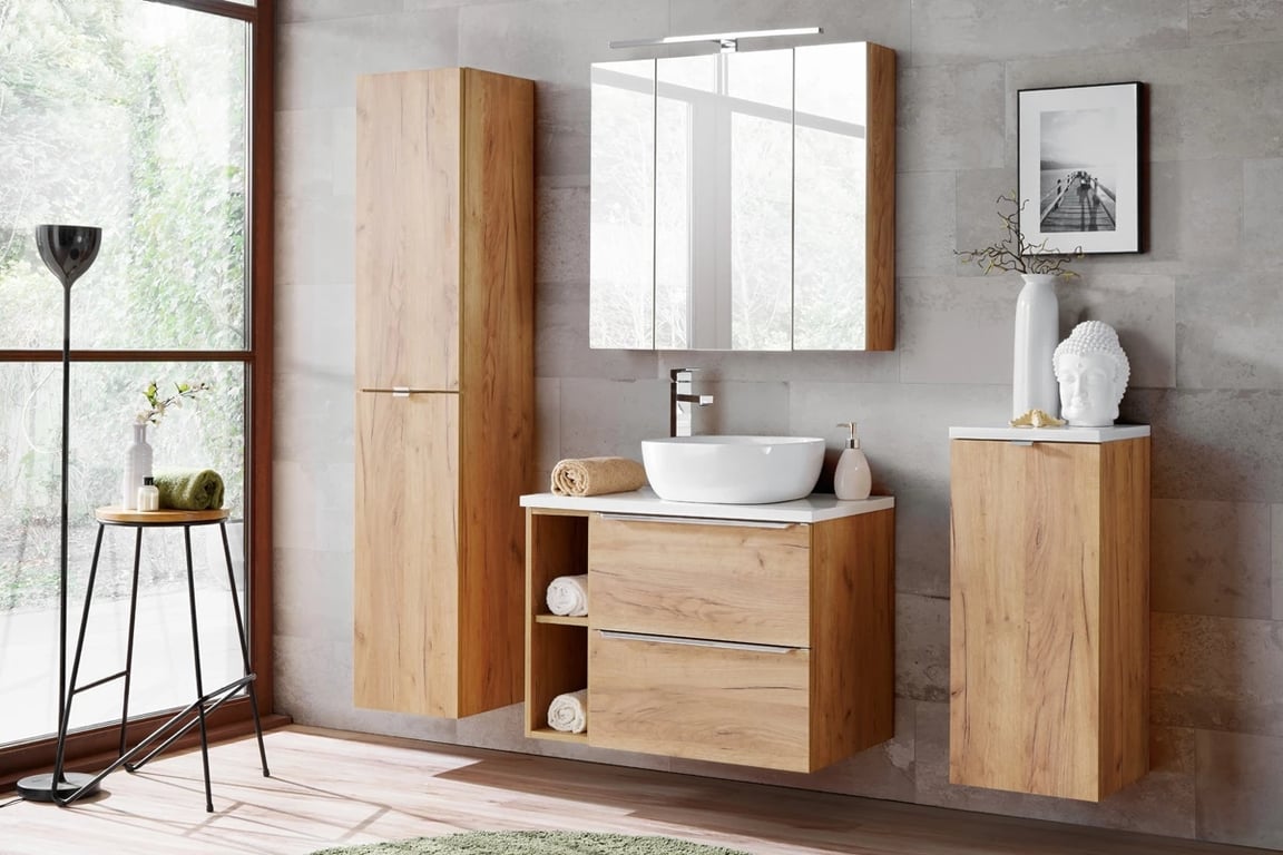 Závěsná koupelnová skříňka Capri Oak 810 - dub kraft žlutý moderní Nábytek do koupelny