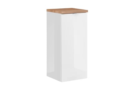 Koupelnová sestava s deskou Capri 80 cm - bílý lesk / dub žlutý Komplet nábytku do koupelny s deskou Capri Bílý lesk/Dub Žlutý - 80 cm