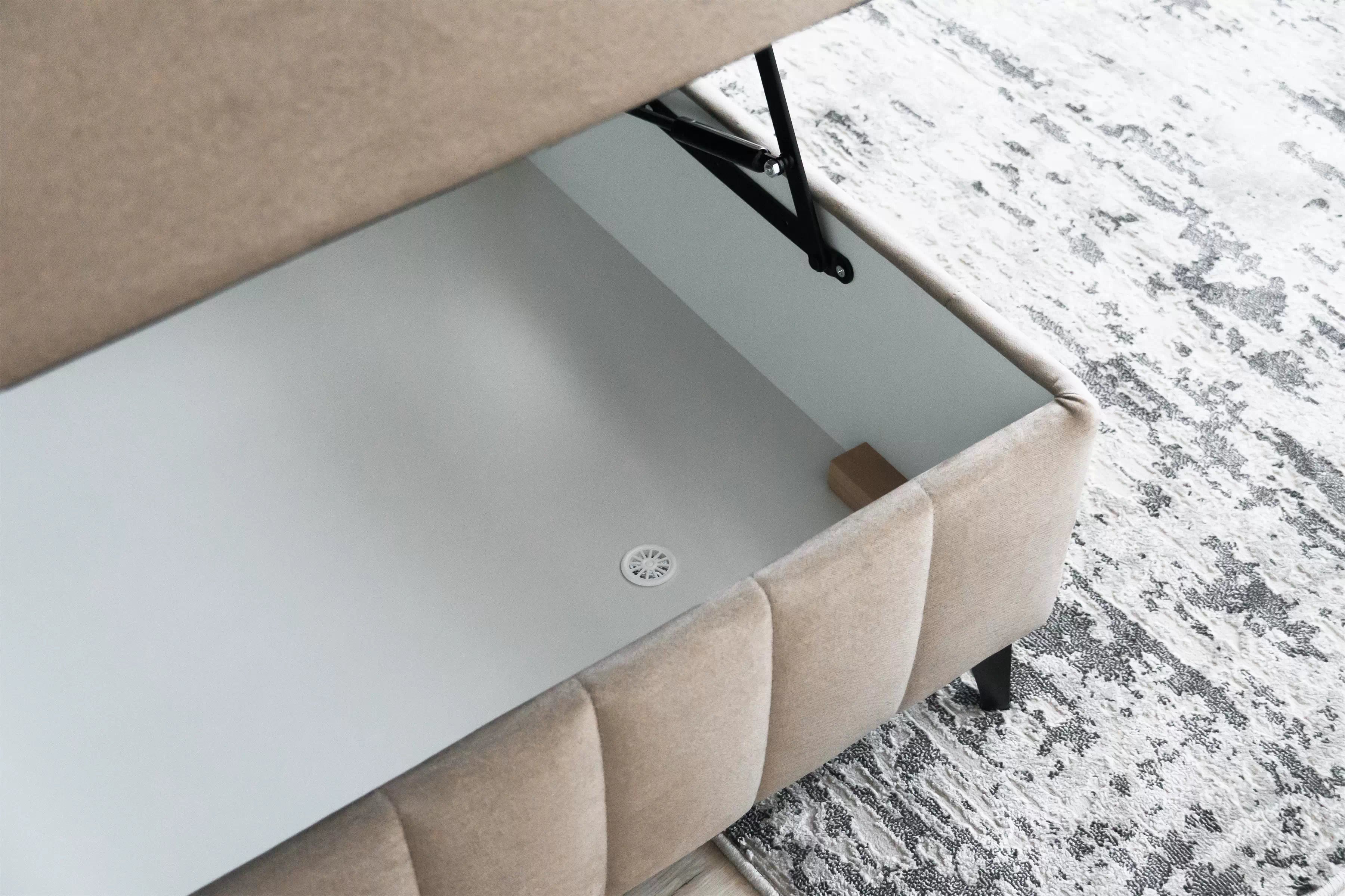 Boxspring posteľ Penia 160x200 s úložným priestorom - béžový zamat Element 6 Boxspring posteľ Penia 160x200 s úložným priestorom - béžový velúr hydrofobowy Element 6