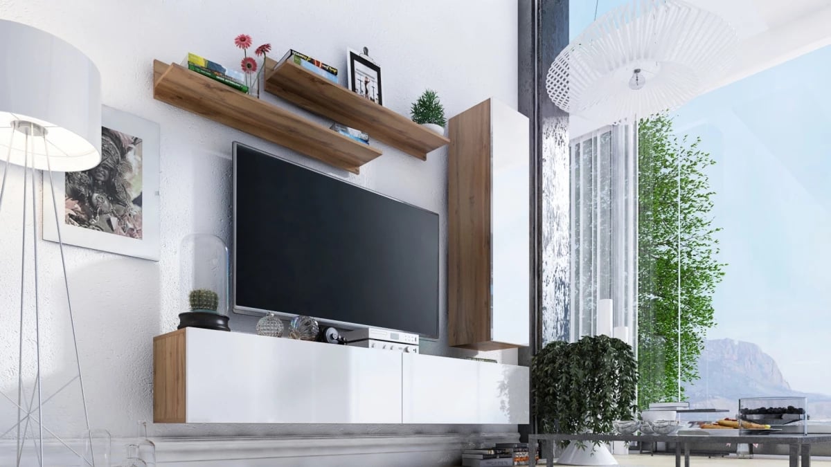 Polica závesná Combo 8 - Dub wotan - Koncovka Série Televízne Stolíky 