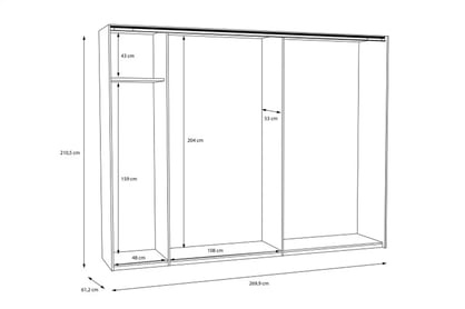 Skříň Tuluza Black 270 cm - černá / dub catania skříň ubraniowa przesuwna Tuluza Black 270 cm - Černý / Dub catania 