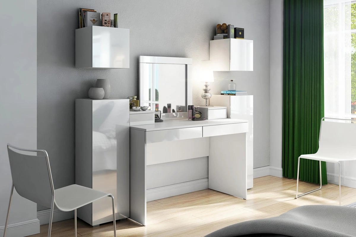 Nadstavec do Toaletné stolíky Combo 15 - Biely/MDF biely lesk - Koncovka Série Nadstavec Combo do spálne