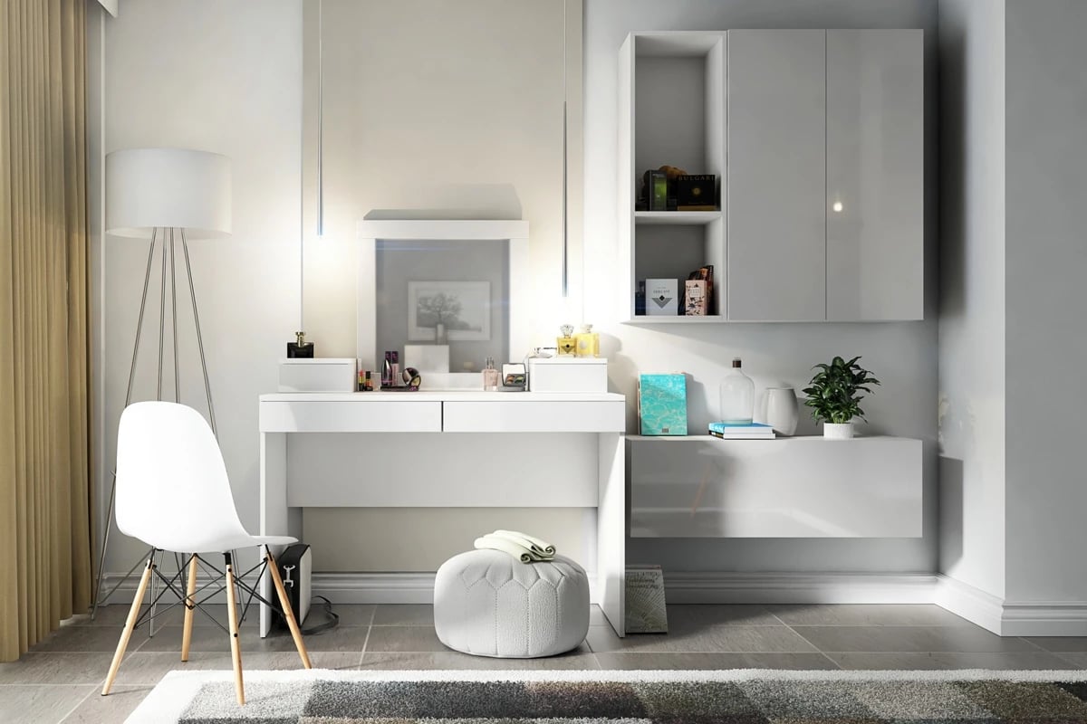 Nadstavec do Toaletné stolíky Combo 15 - Biely/MDF biely lesk - Koncovka Série Nadstavec Combo Biela