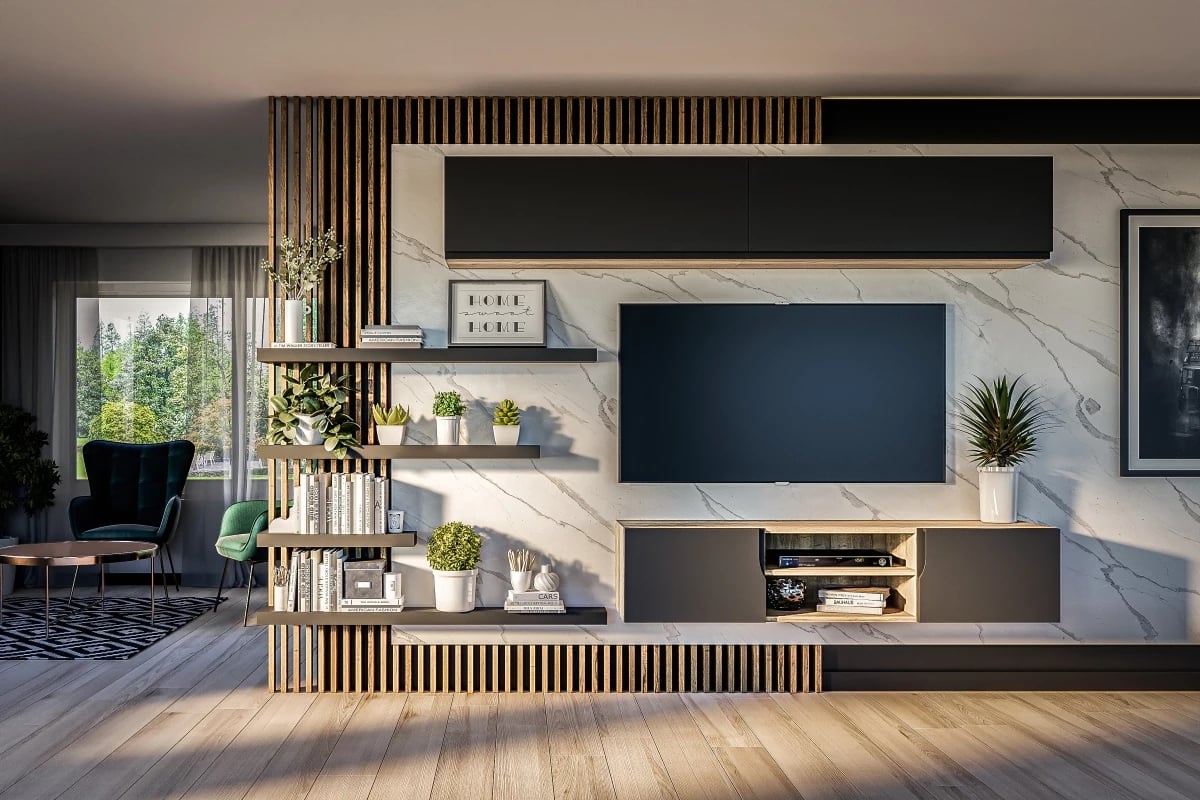 Závěsná police Loftia 40 cm - černá mat Police Doze závěsná