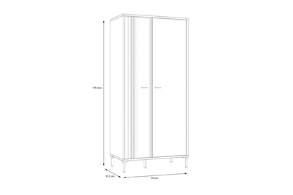 Skříň Joakimis 90 cm s lamelami - dub mauvella / černá skříň ubraniowa Joakimis z lamelami 90 cm - Dub mauvella / Černý 