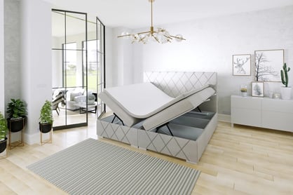 Boxspring posteľ s úložnými priestormi Feba 160x200 Posteľ do sypilani z pojemnikami na posciel 