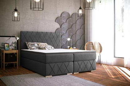 Boxspring posteľ s úložnými priestormi Feba 160x200 šedá Posteľ kontynentalne 